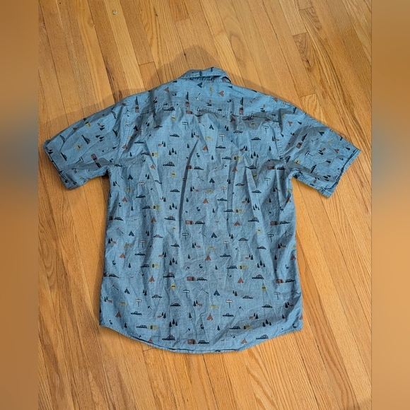 Simons Casual Blue Graphic Button Down Shirt - Picture 4 of 5
